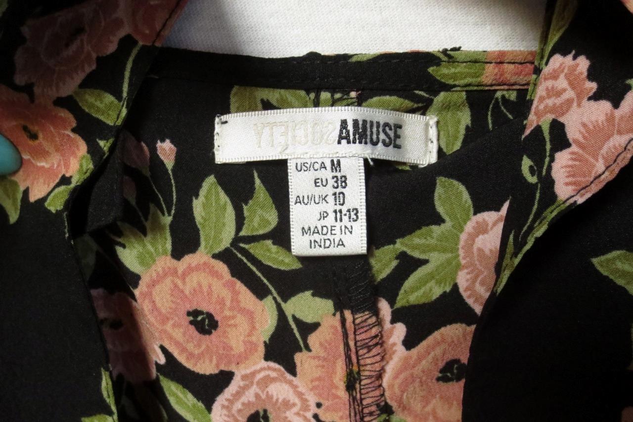 Amuse Society Sleeveless Floral Jumpsuit Sz M Lightweight, Bohemian, 100% Poly
