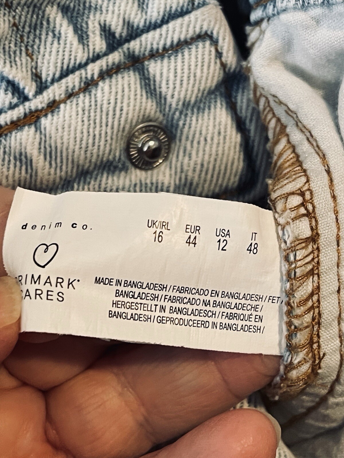 PRIMARK DENIM CO | Light Wash Romper Blue Denim Jean Utility Snap | Size 12