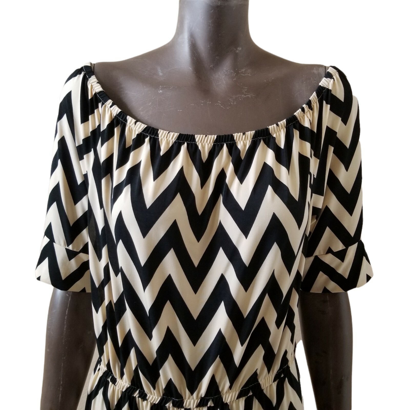 TACERA Womens Beige Black Hot Pink Chevron Off Shoulder Palazzo Jumpsuit XL