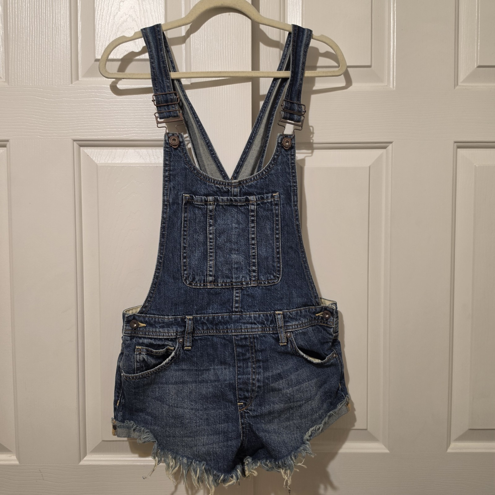We The Free Short Denim Overalls Women’s Size 27 Western Cowgirl Americana