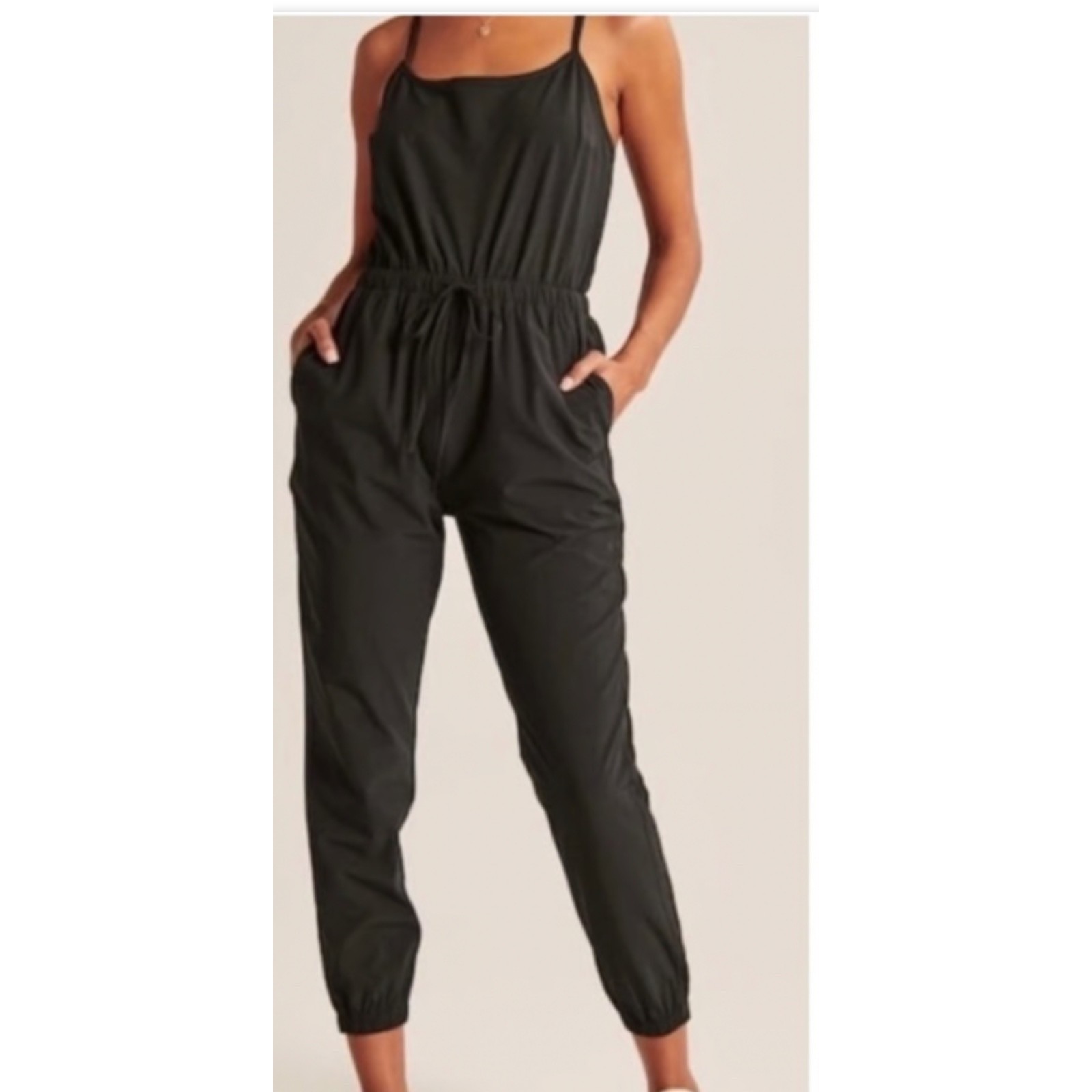 Abercrombie & Fitch Traveler Jumpsuit Womens XL Tall Black Ankle Cuffed