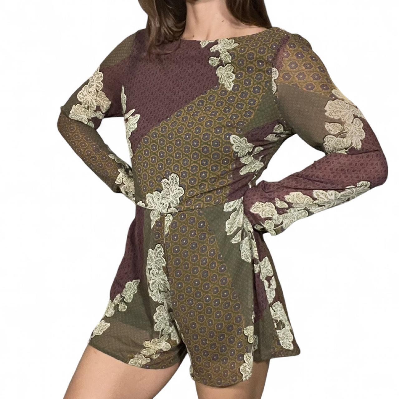 4SI3NNA Multicoloured Patchwork Long-Sleeve Romper with Zip Up Back