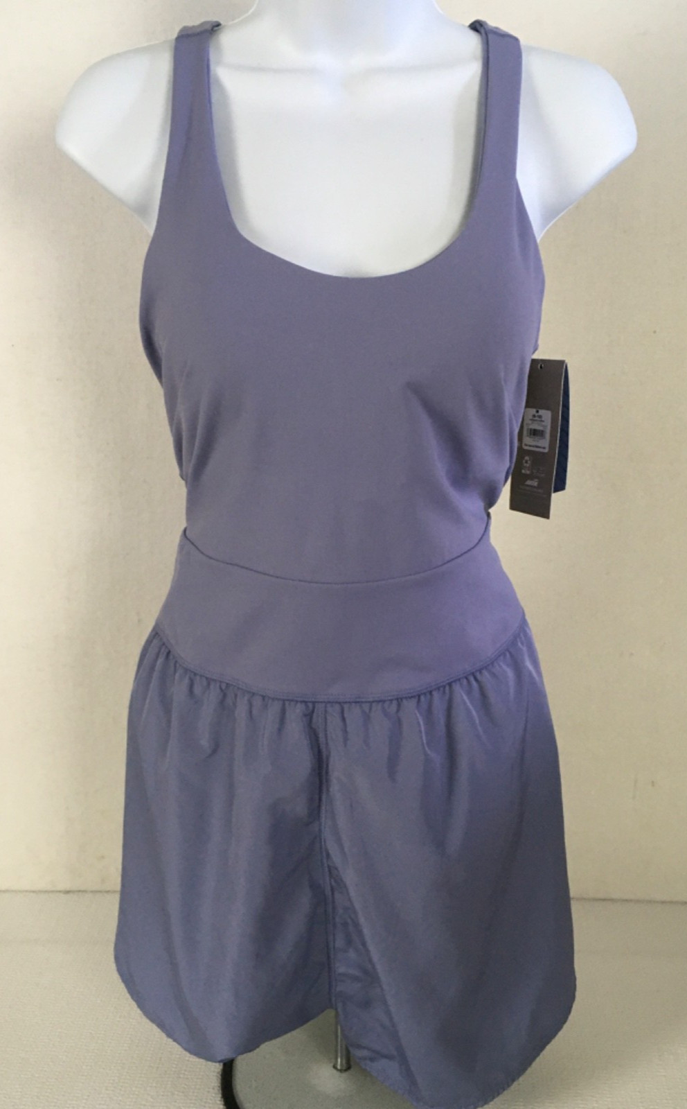 Avia Crossback Romper Size M 8-10 Purple Zippered Pocket Moisture Wicking New