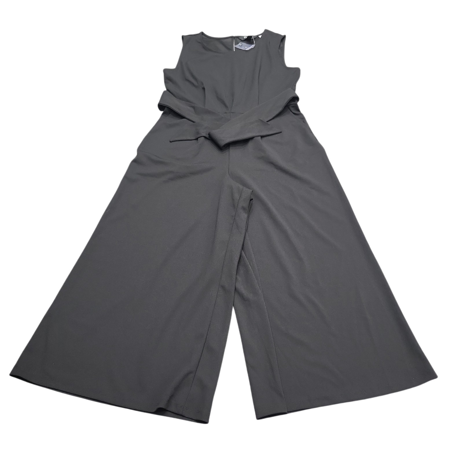 Du Jour Womens Cropped Wide Leg Jumpsuit Small Size Black Belted One Piece
