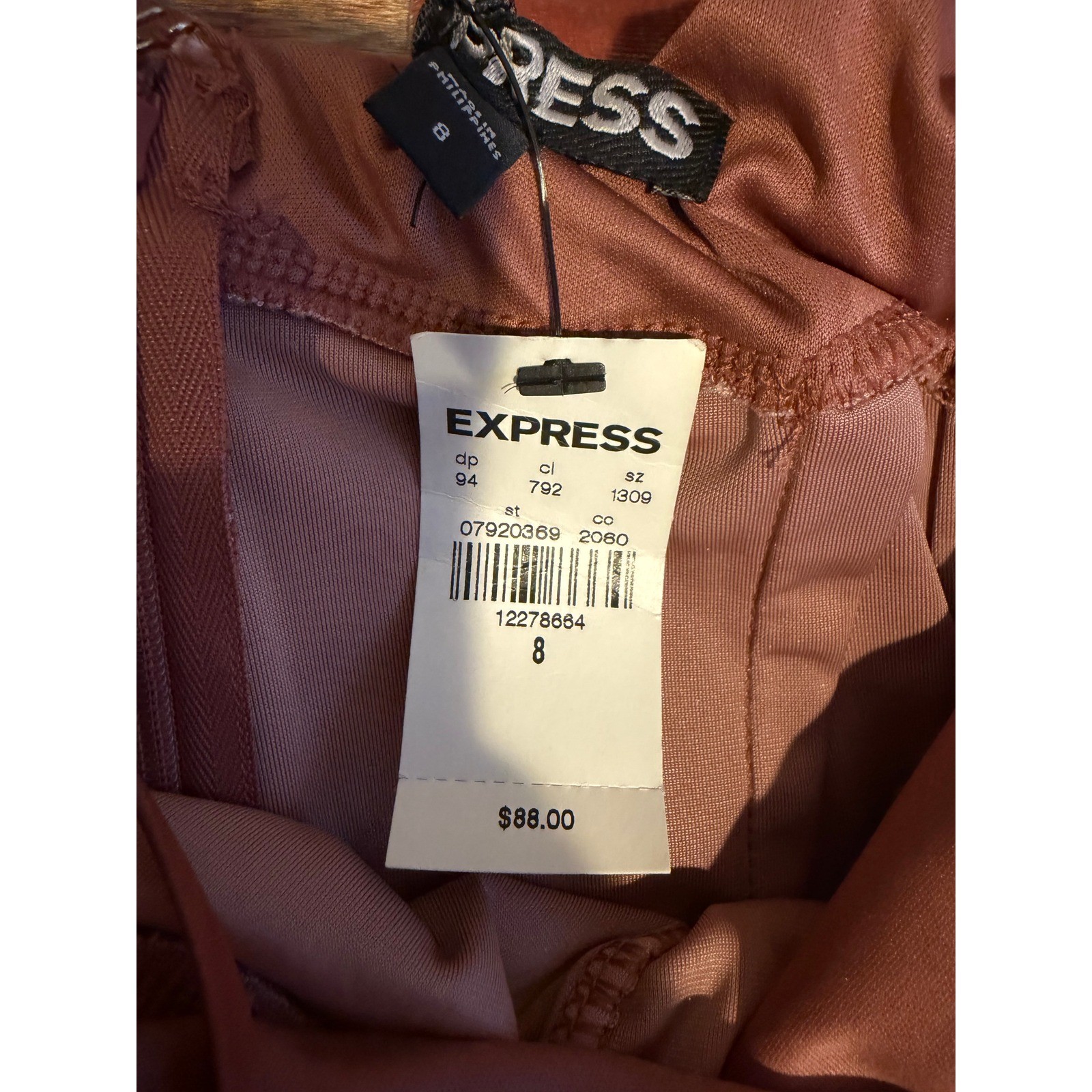 NWT Express Dusty Rose Velvet Jumpsuit Criss Cross Back Tie Waist Wide Leg