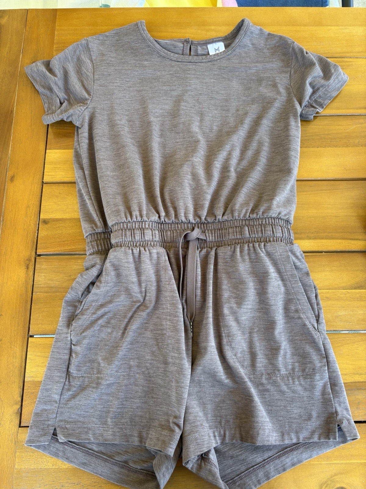 Member’s Mark Women’s Brown XS Solid Romper Short Sleeve Crew Neck Elastic