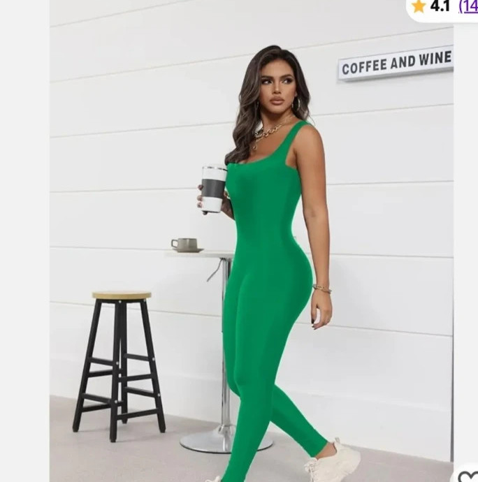 Jumpsuit Spandex Green Large L (12-14) | New
