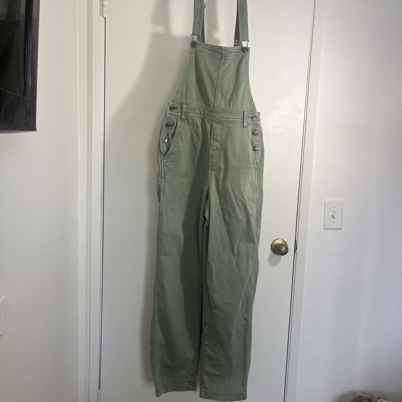 Aerie Green Cotton Overalls Sz XS/TP Jumpsuit Straight Leg Boho Women’s Garden