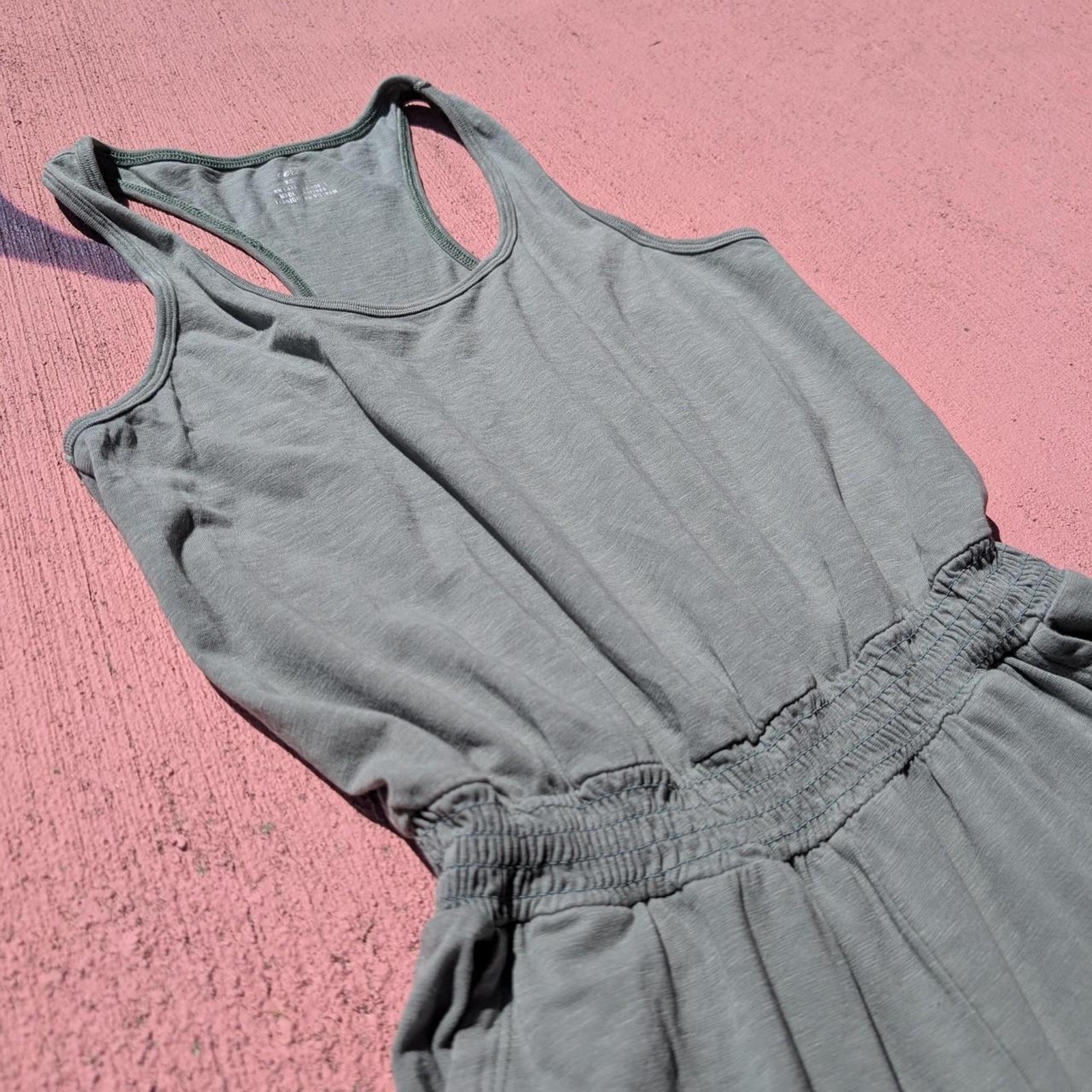 Aerie Real Me Sage Green Racerback Jogger Jumpsuit Pockets XS