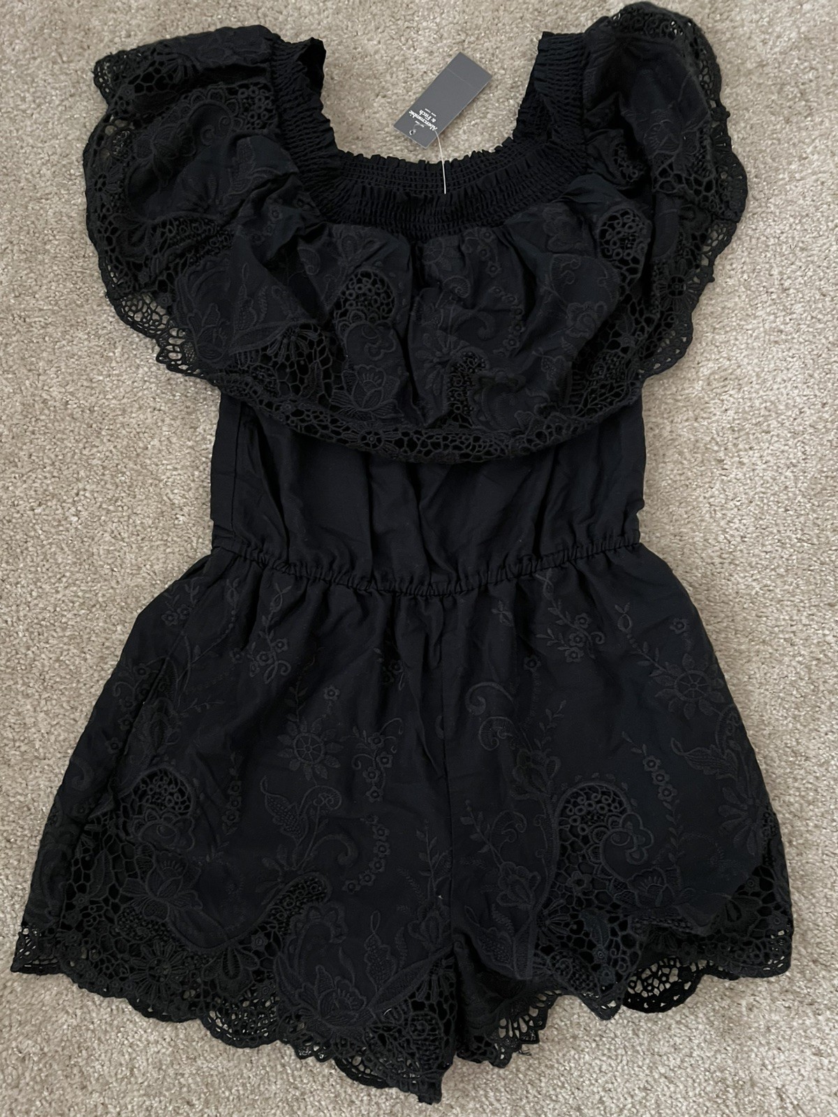 New Abercrombie Fitch Romper Dress with pockets Black Size Small