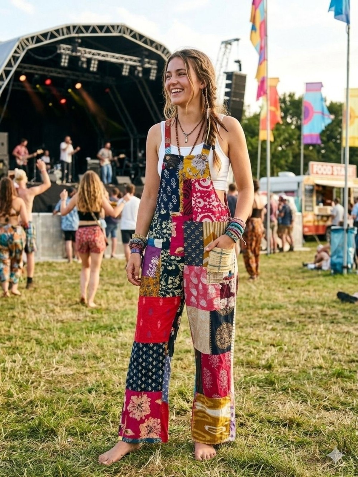 Patchwork Cotton Jumpsuit – Multi