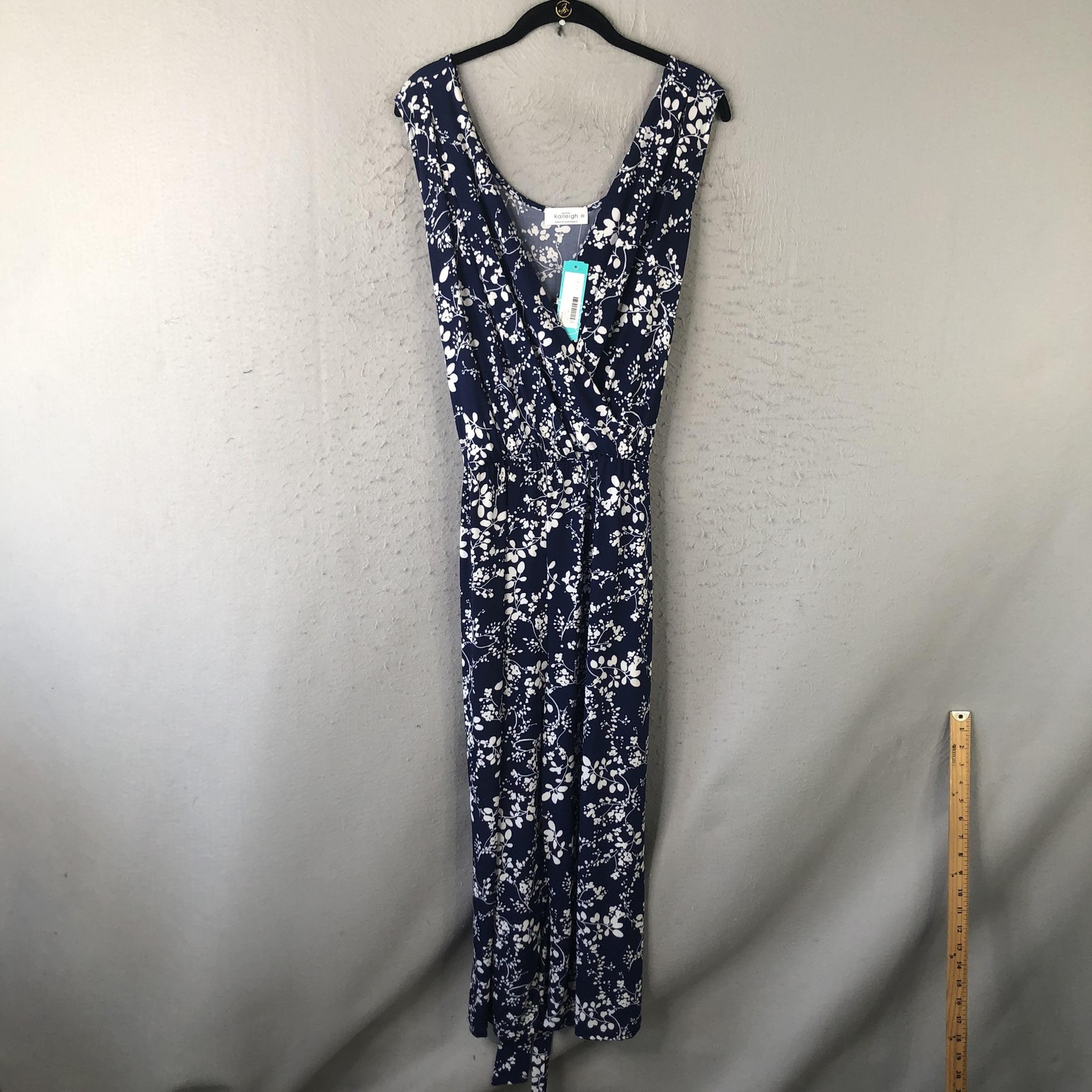 Kaileigh Jumpsuit Womens 2X Blue Floral Ora Knit Crop Elastic Waist Stitch Fix