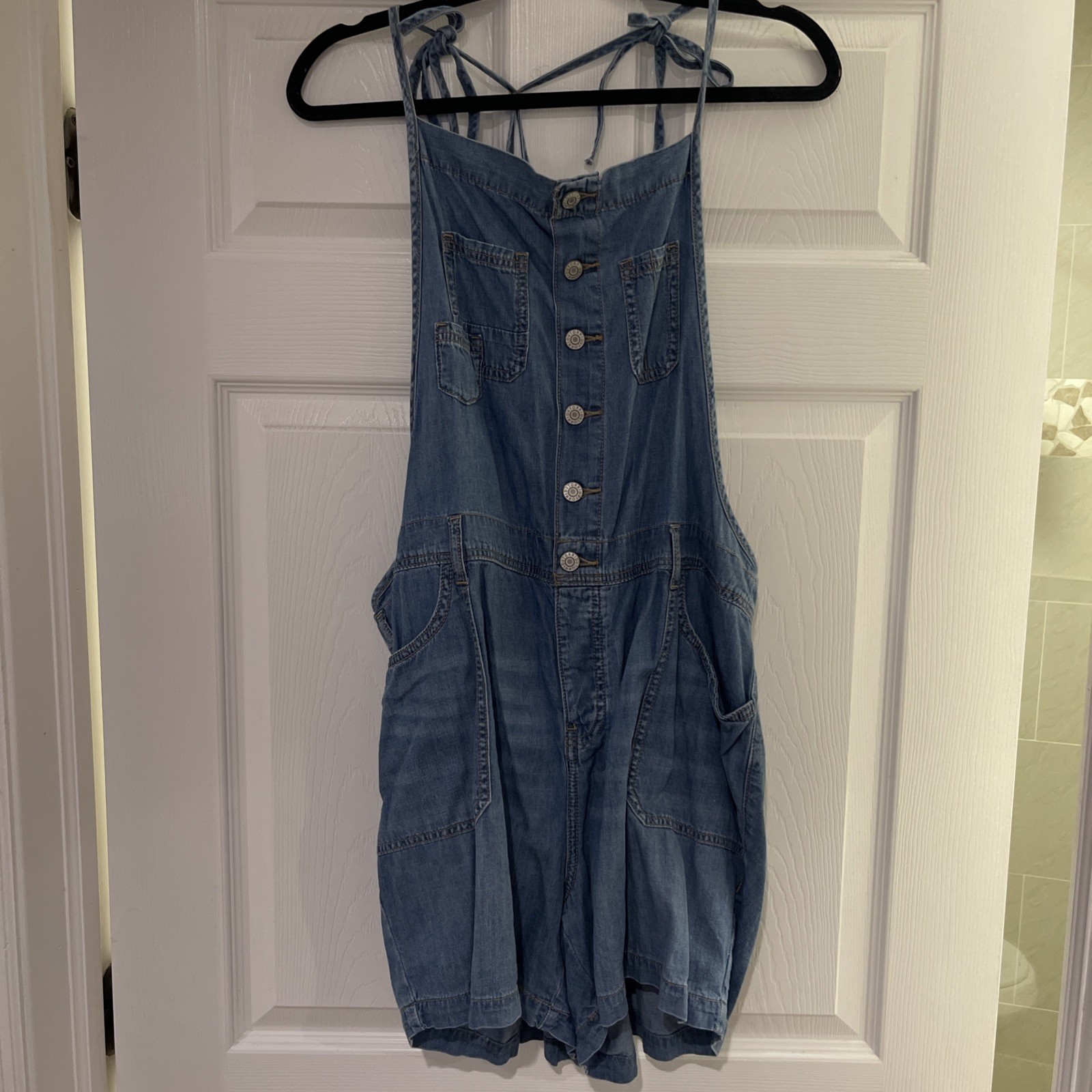 Torrid Lightweight Denim Bib Overall Shortall Women’s 20 Blue 5 In Jumper