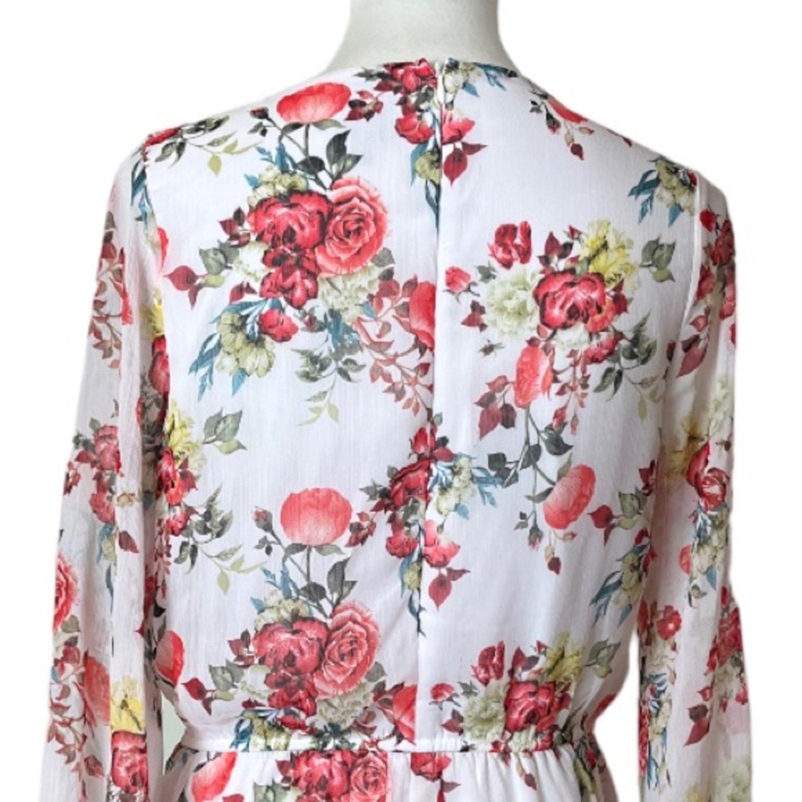 Disney Beauty & the Beast Romper Long Sleeve V-neck Chiffon Floral Women’s Large