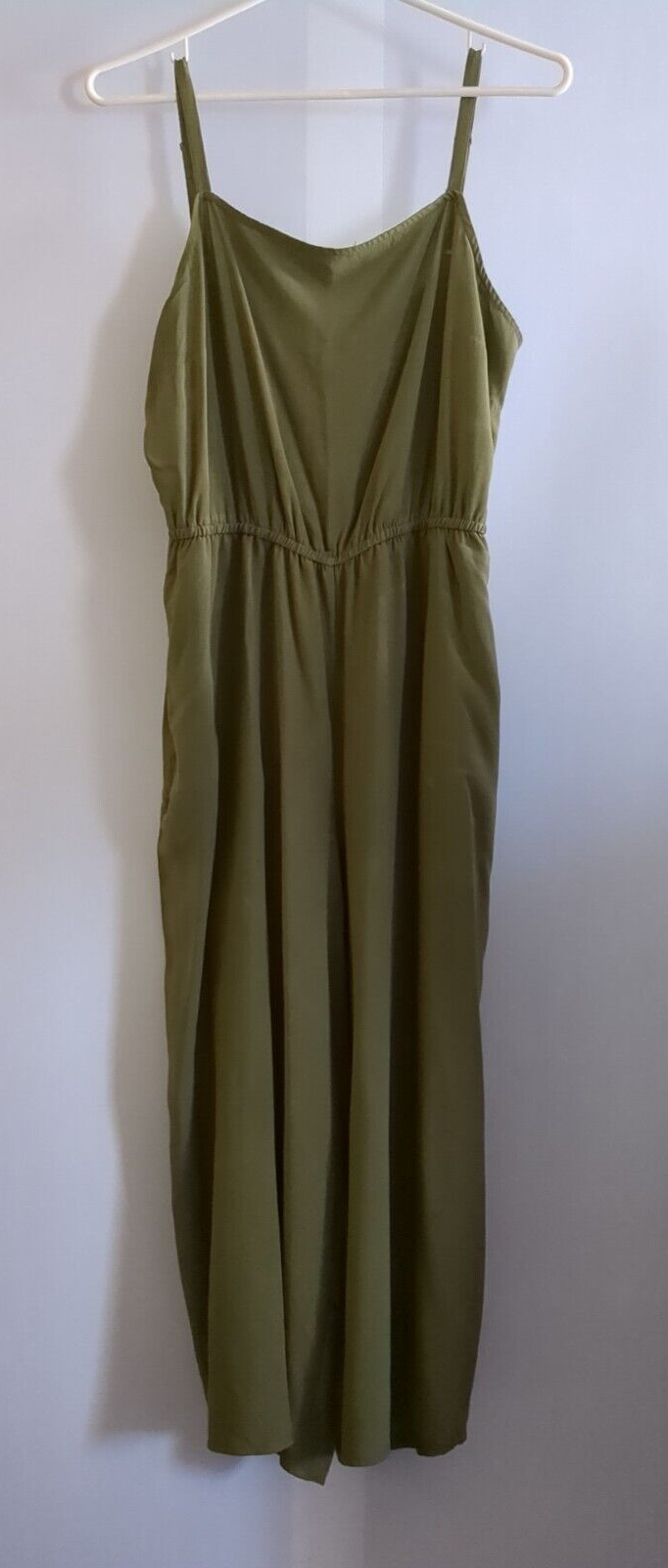 Gap Women’s Green Jumpsuit Wide Leg Adjustable Straps Pockets Size Large