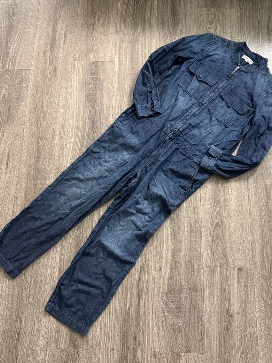 Madewell Denim Relaxed Coverall Jumpsuit Zip Front Medium Wash Size Large