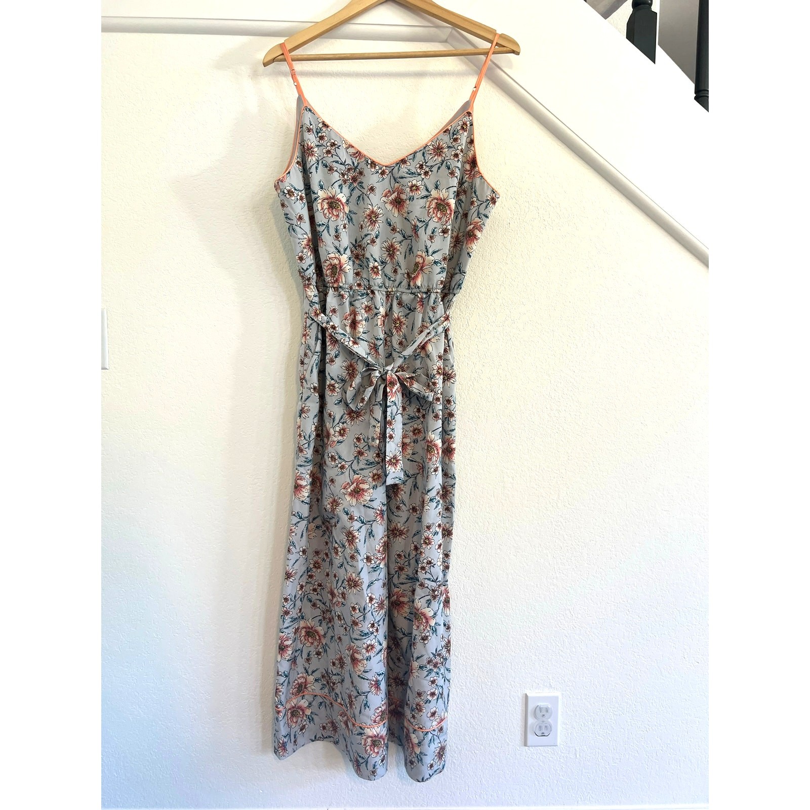 Leith Piped Cami Jumpsuit Floral Wide Leg Womens Large Boho Western Peasant