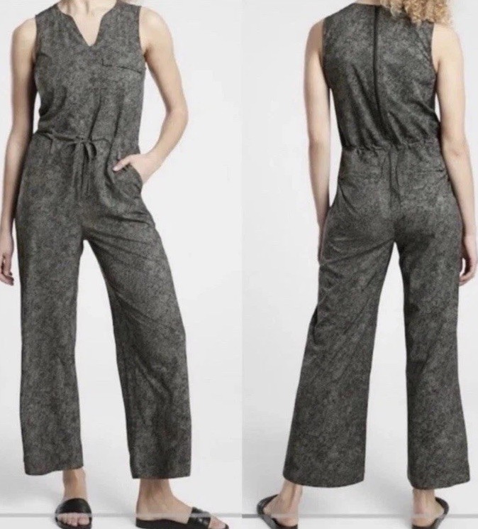 Women’s Athleta Topanga Printed Jumpsuit Sz Large EC Pockets