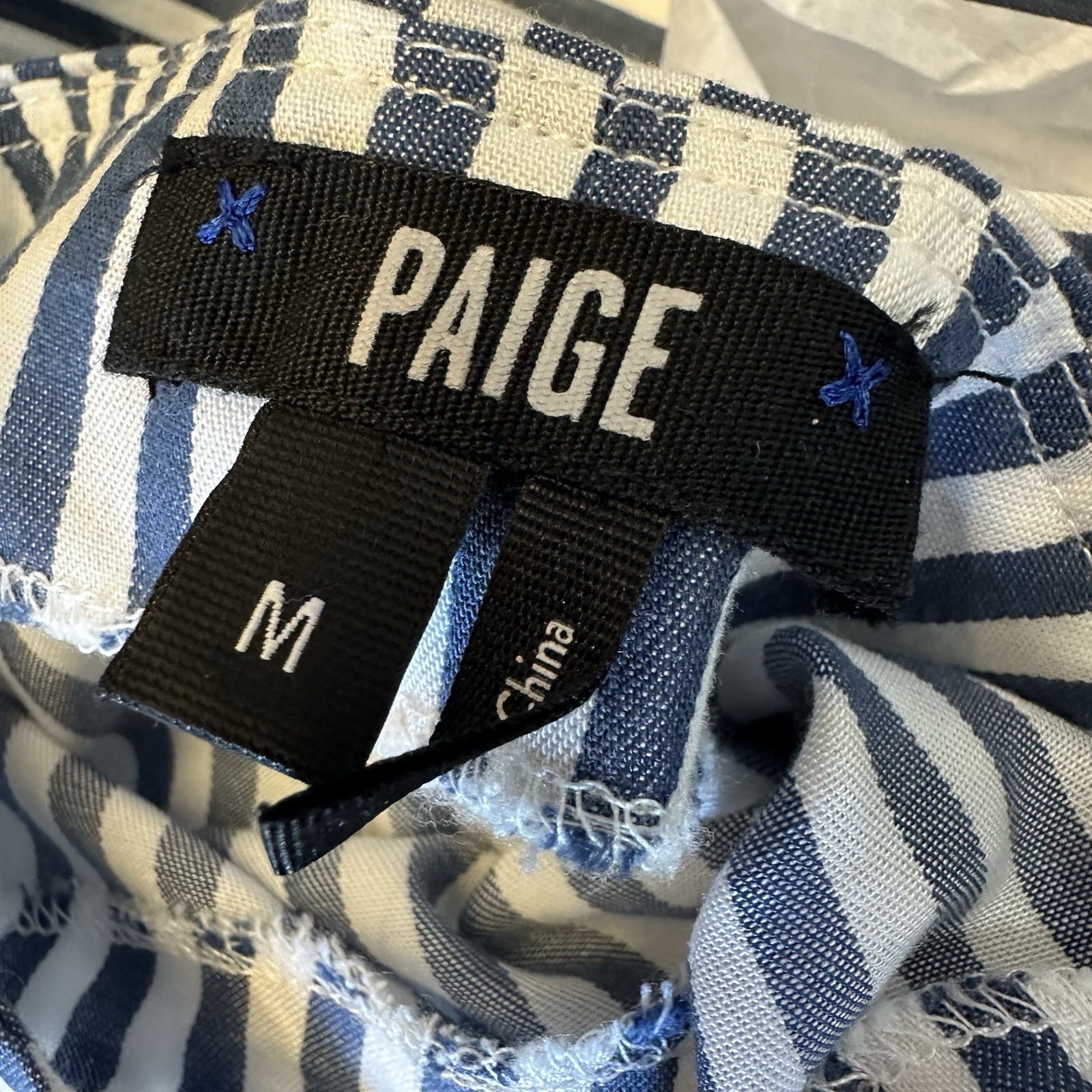 Paige For Anthropologie Emma Jumpsuit in White & Navy Summer Size Medium