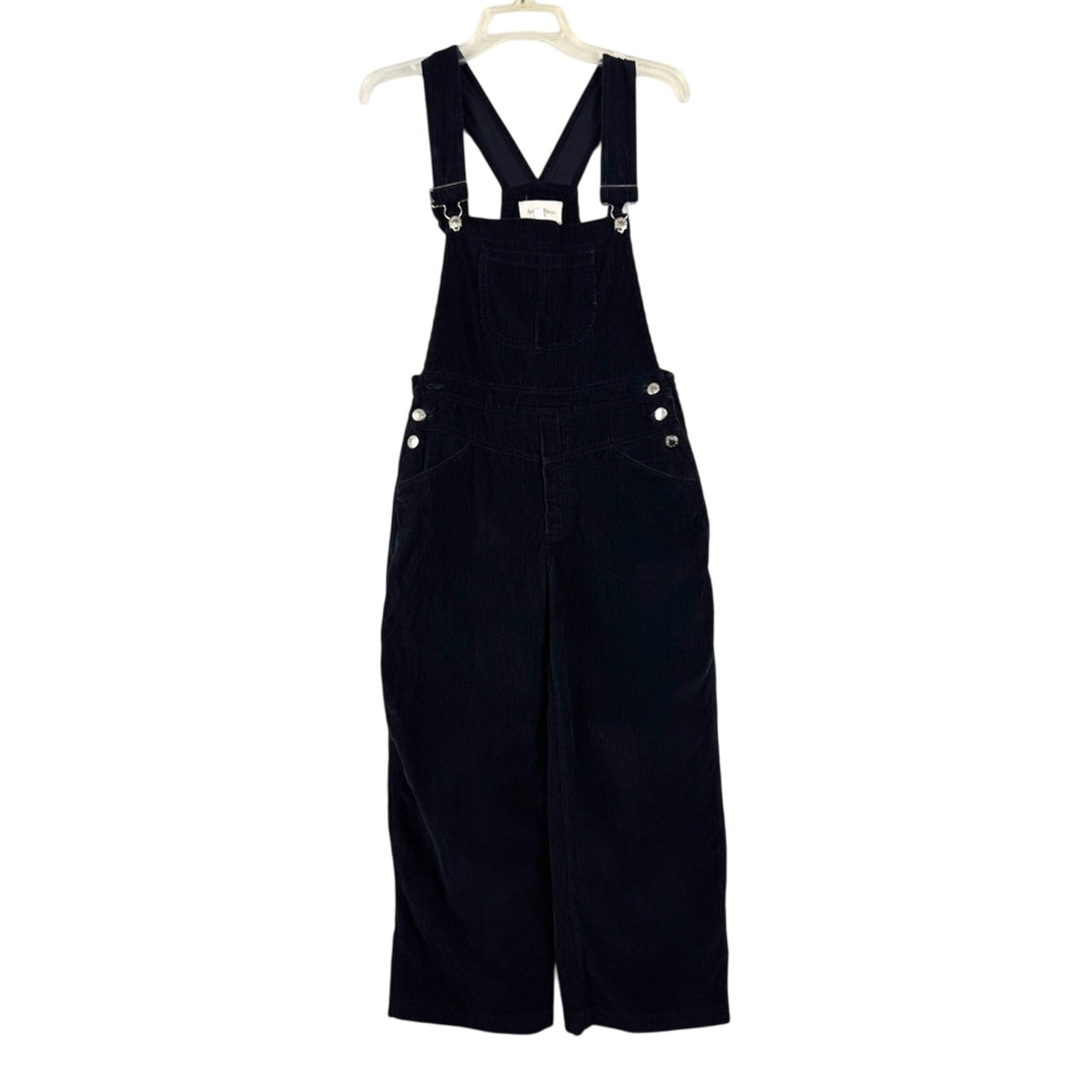 Aniela Parys Black Corduroy Cropped Straight Leg Overalls Size S Minimalist
