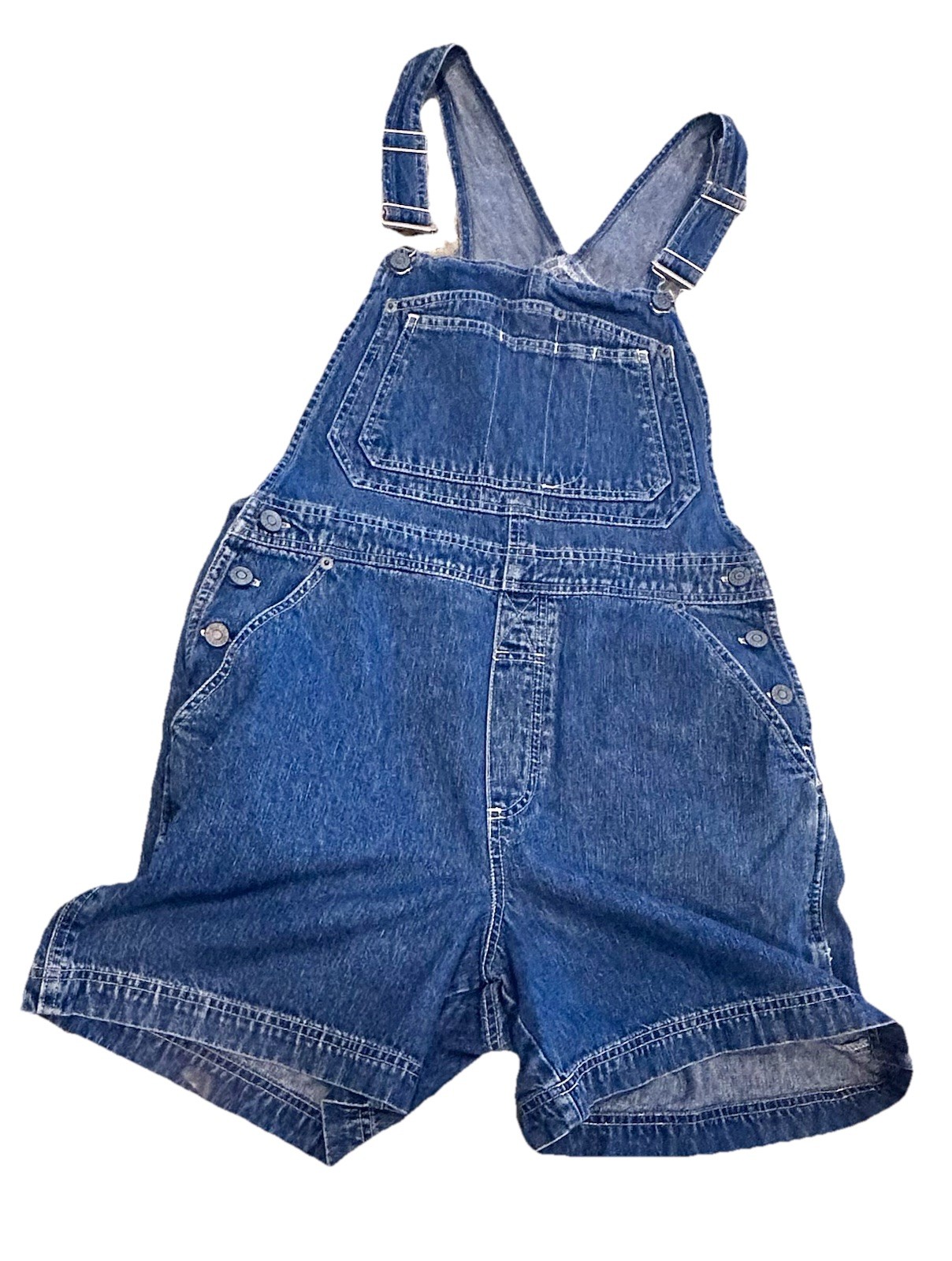 Vintage Bill Blass Overalls Shorts Womens Sz 8 Blue Farmcore Grunge 90s Utility