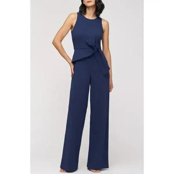 JS Collections Deep Navy Blue Calista Peplum Jumpsuit Size 18 $248