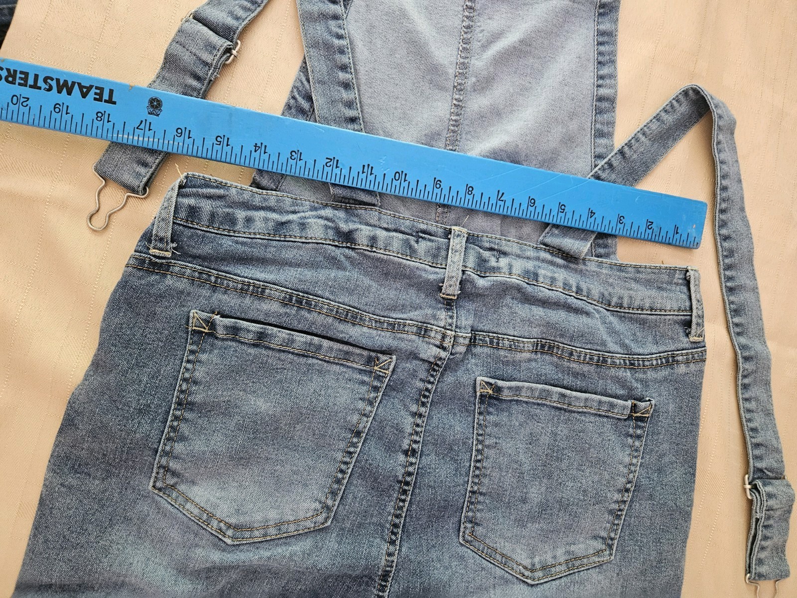 WallFlower Women’s Blue Denim Overall One-Piece L Adjustable Straps Pockets
