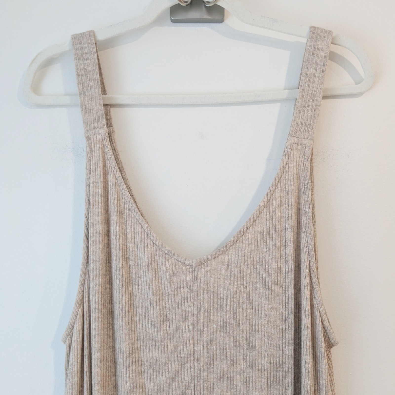 Eberjey Elon Ribbed V Neck Jumpsuit In Oatmeal Women’s XL NEW