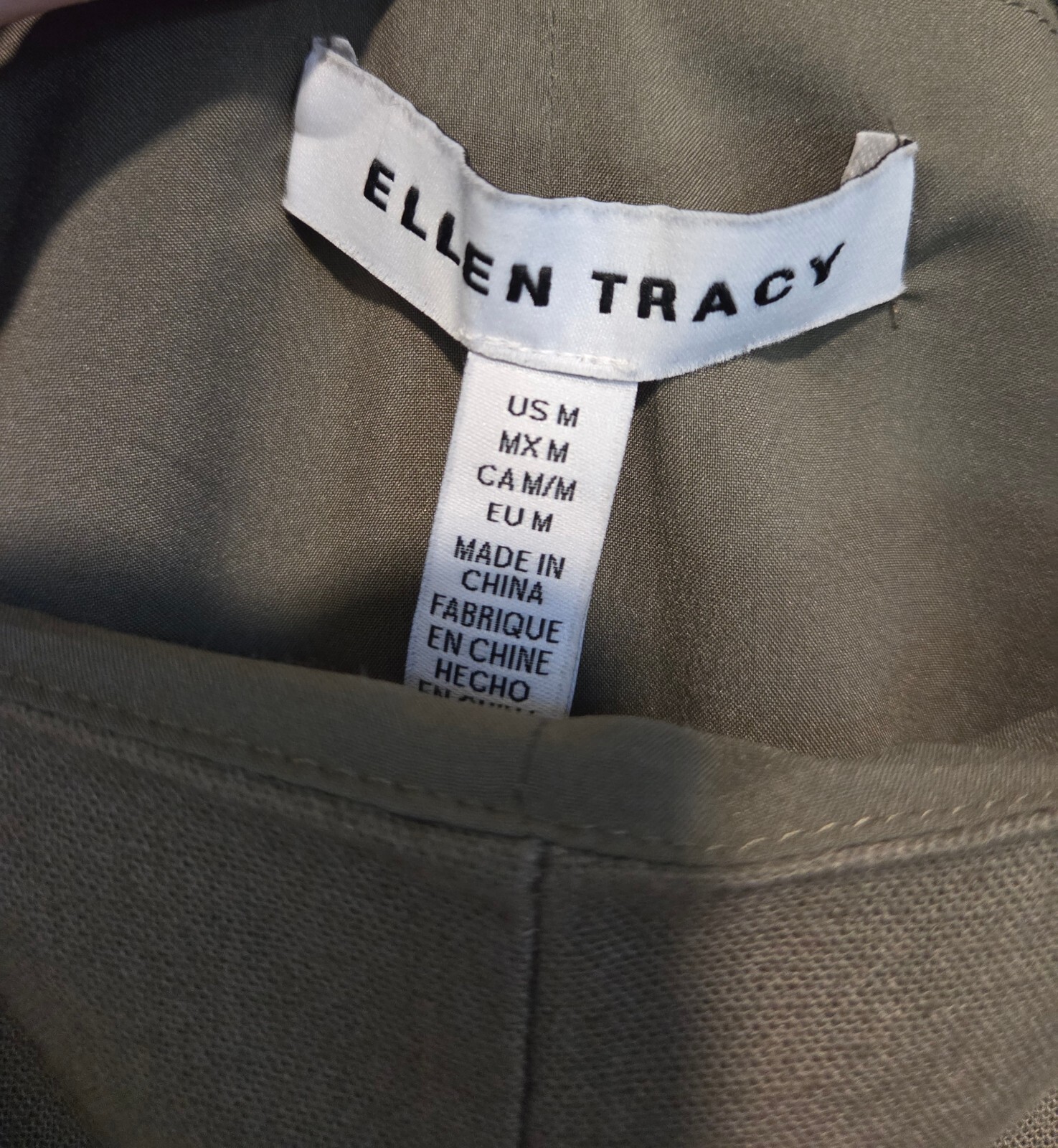 Ellen Tracy Olive Embroidered Sleeveless Jumpsuit size M