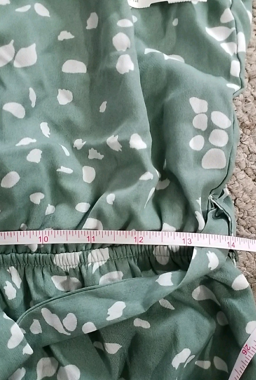 She + Sky Halter Neck Spotted Sage Green & White Romper Large Lined Shorts NWT