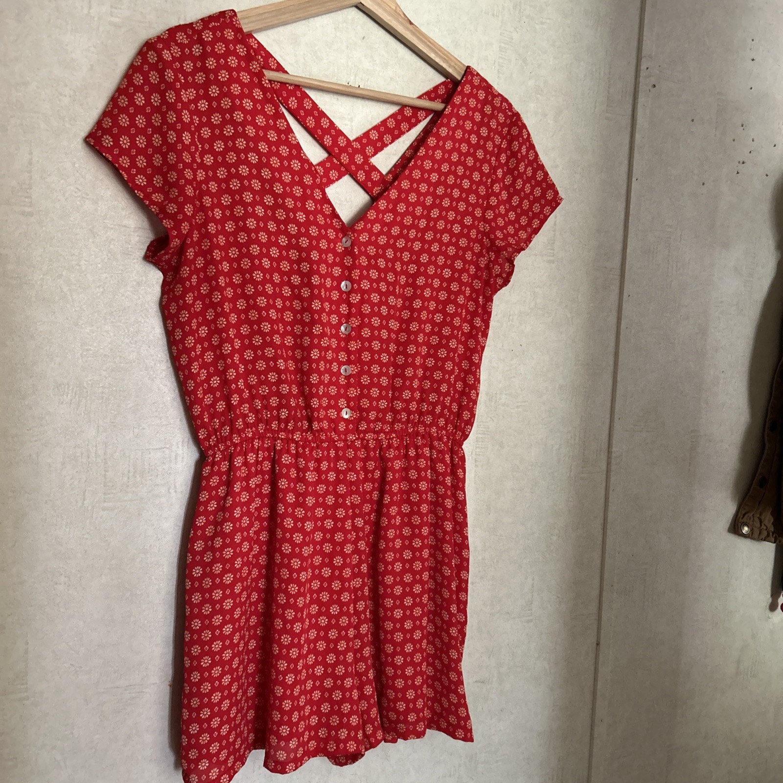 Women’s As U Wish Red Floral Romper