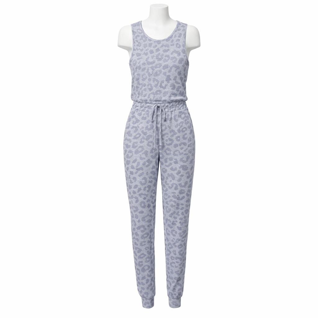 Antistar Jumpsuit Women XS NEW Gray Animal Print Sleeveless Keyhole Back
