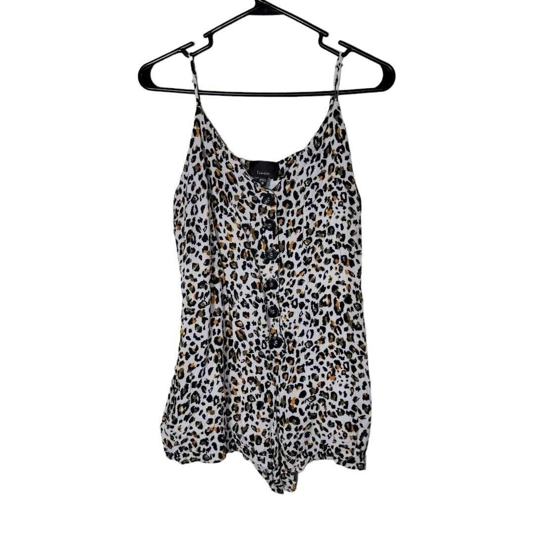 Lumiere Romper Womens S Cheetah Print Pattern Spaghetti Strap Brown Lightweight