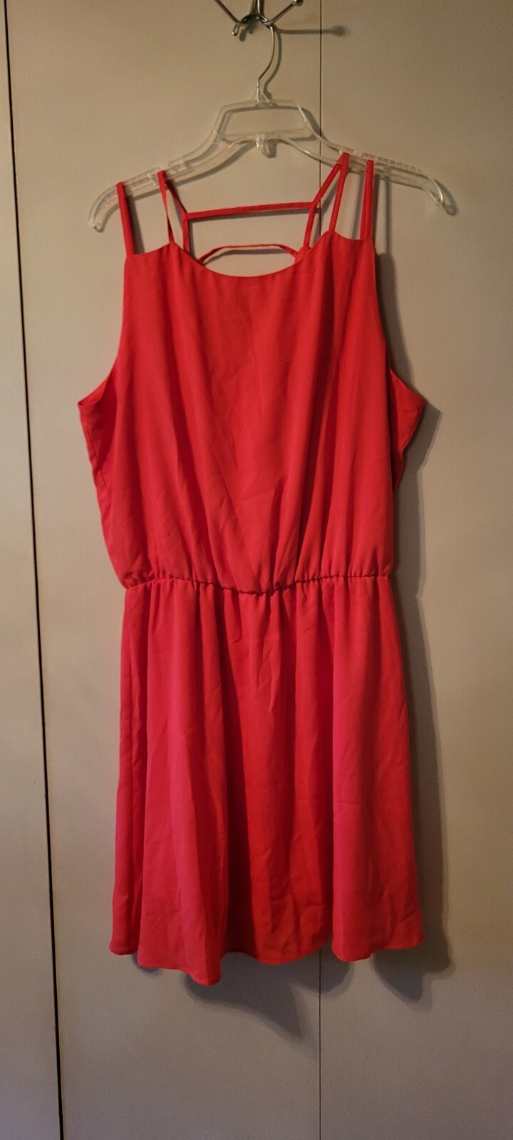 NWT Dress Summer Romper Strappy Cato Coral Lined Stretch XL Extra Large Elastic