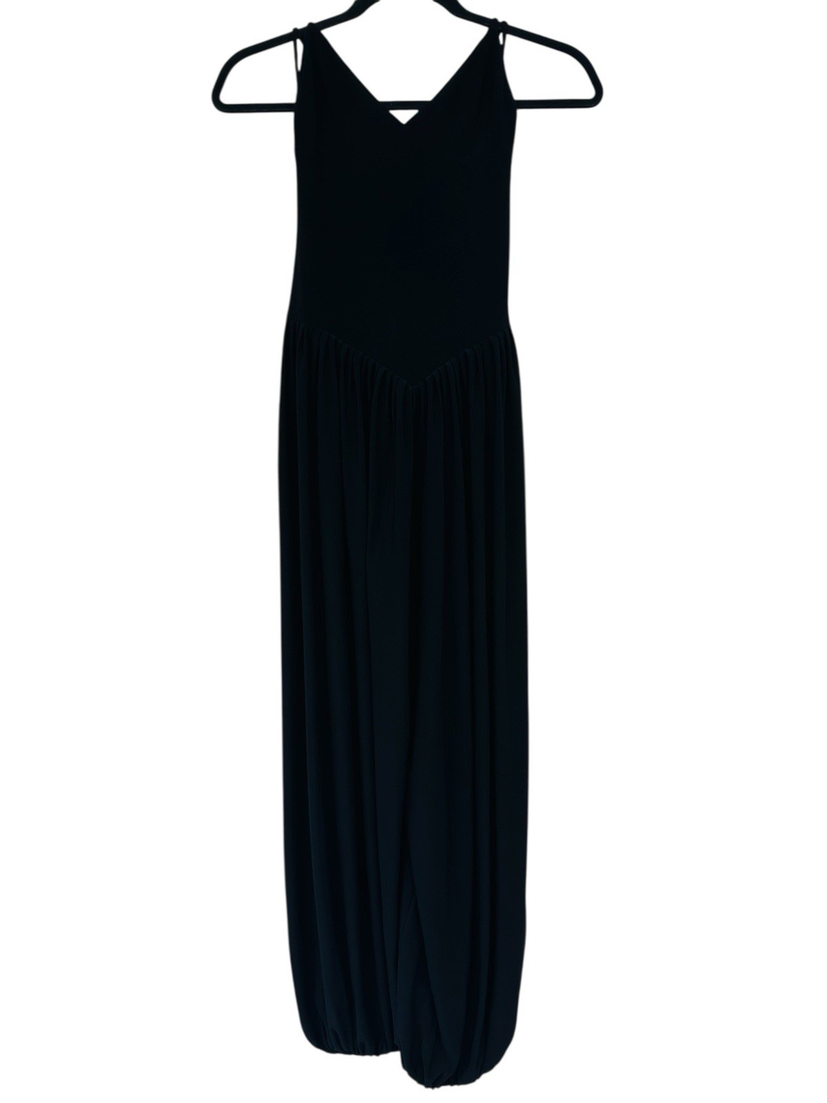 Norma Kamali Kenny Pleated Jumpsuit In Black V Neck Size Small Pre-owned Sz 36