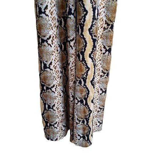 Polly & Esther Edgy Mob Wife Wide Flare Leg Snake Print Jumper Sz XS Punk Tan
