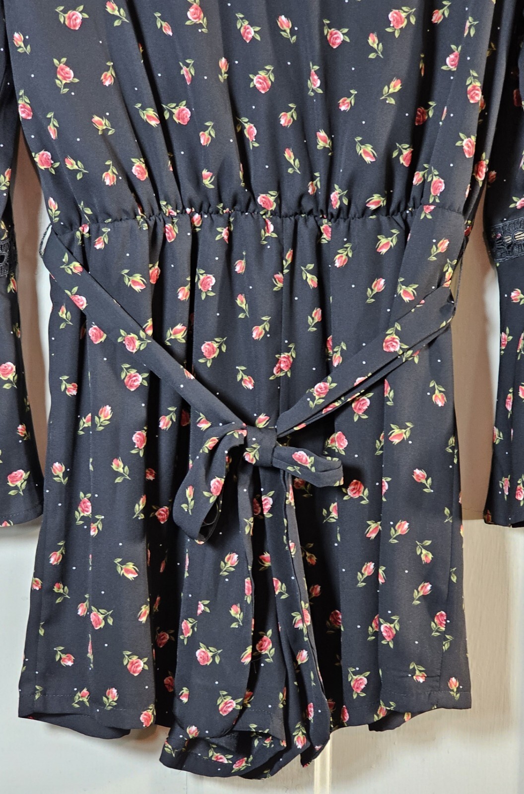 Disney Princess Romper Junior Size L Black Roses Belle Beauty Beast Cottagecore