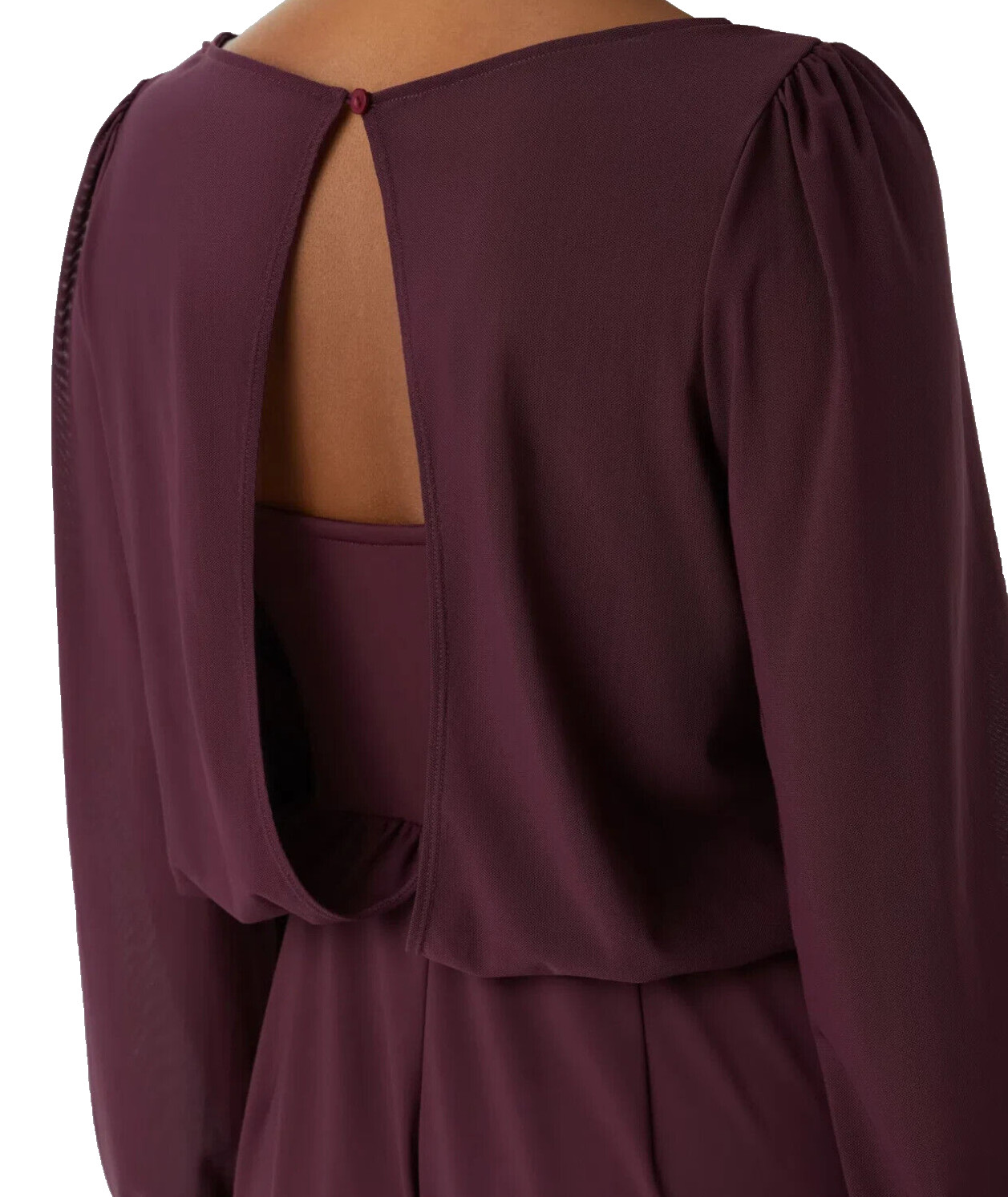 Halara Softlyzero™ Airy Jumpsuit Women M Burgundy Mesh Top Keyhole Back Wide Leg
