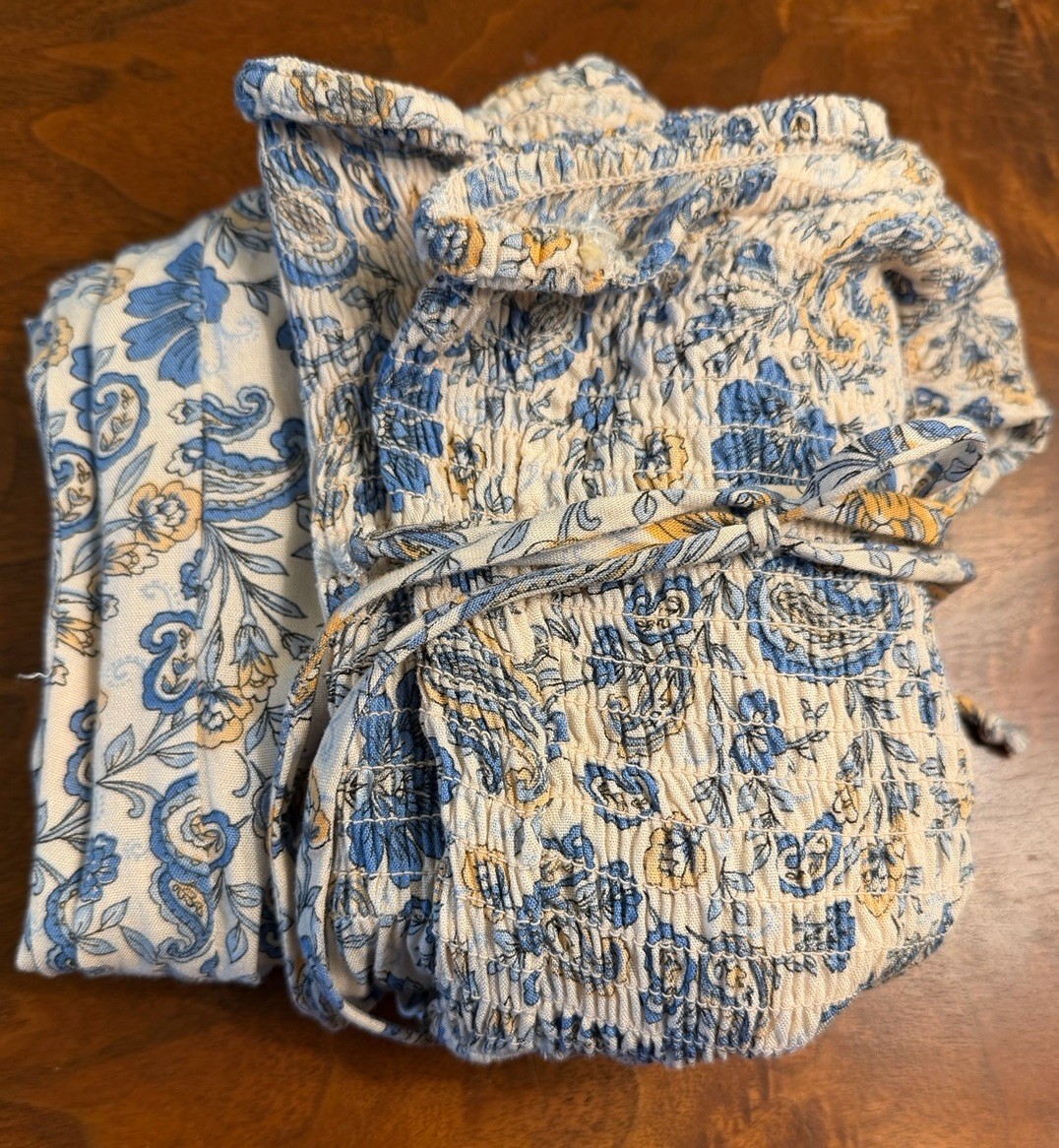 Patrons Of Peace Jumpsuit S Floral Blue Yellow Girlcore Boho Hippie Trendy Chic