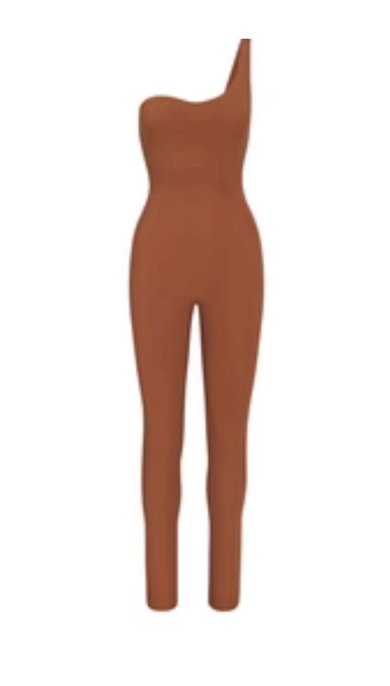skims New one strap all in one Solid Caramel Copper Brown Jumpsuit Small