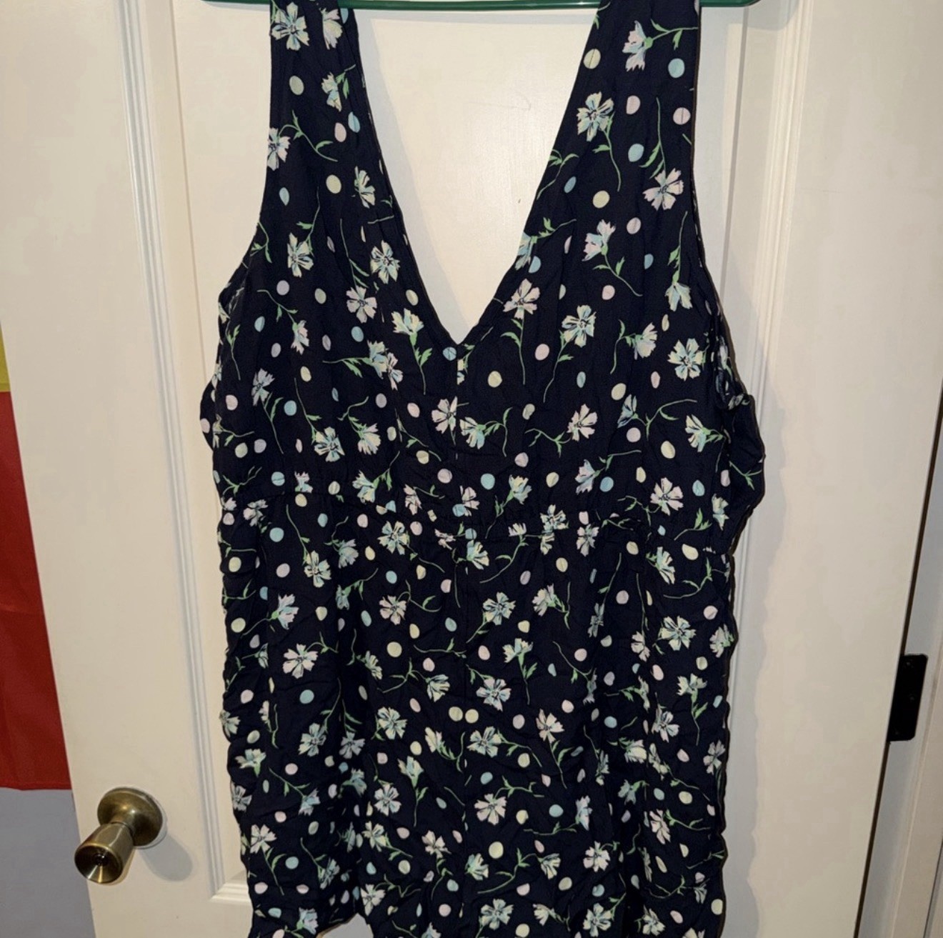 BP. Navy Floral Women Plus Size 2X Sleeveless V Neck romper