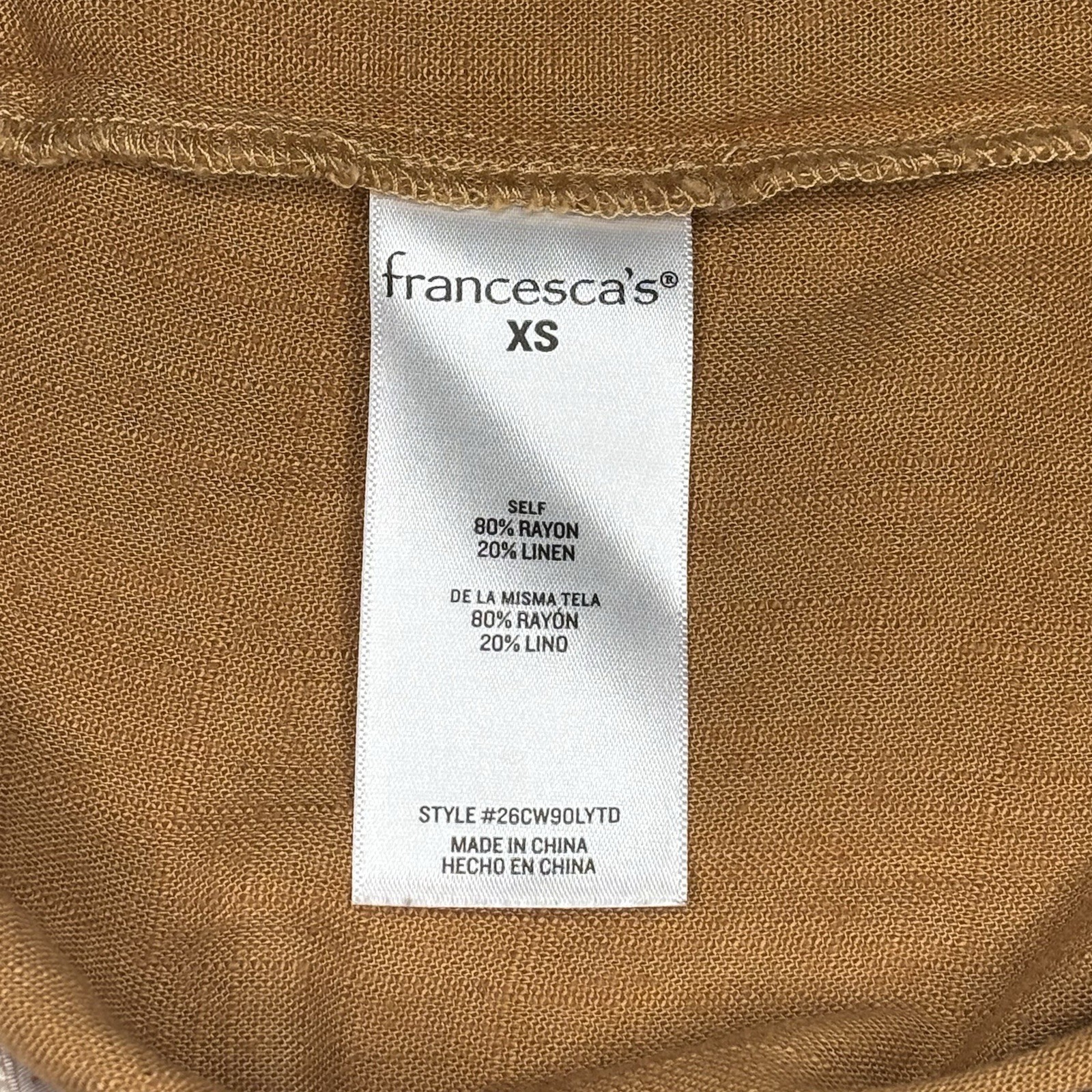 Audrey Parks Francescas Mustard Tan Linen Wide Leg Tie Back Resort Jumpsuit XS