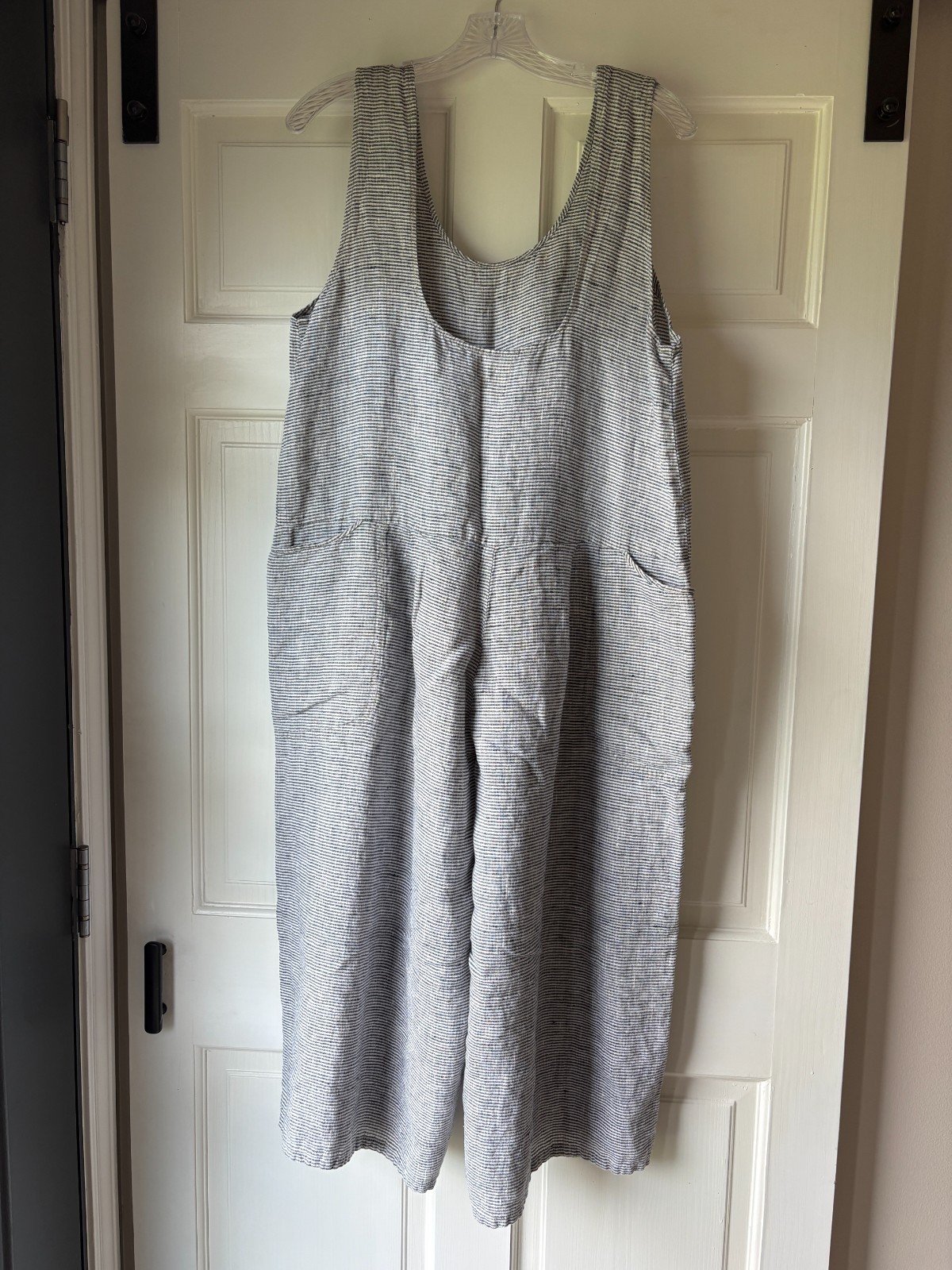 FLAX by Angelheart Linen Stripe Jumper Jumpsuit w Pockets Size M