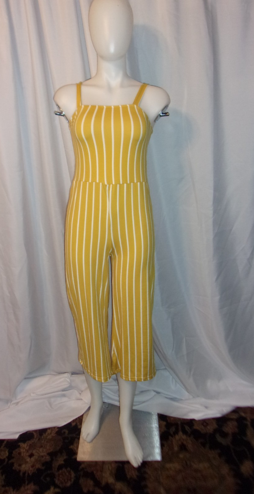 CAPELLA Mustard Yellow & White Striped Jumpsuit SIZE S