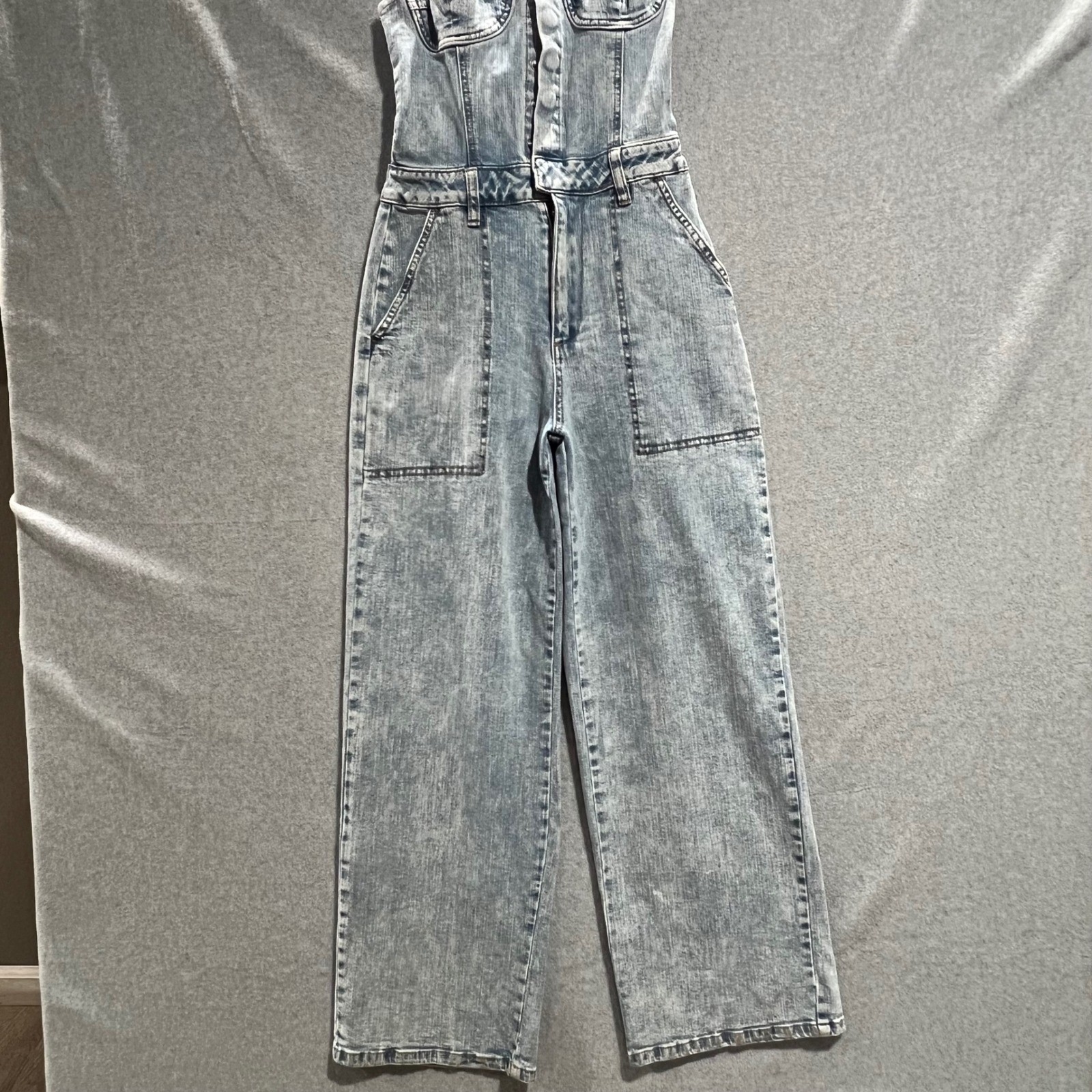 Stevie by Steve Madden Womens streetwear Denim Bustier Wide Leg Jumpsuit Size S