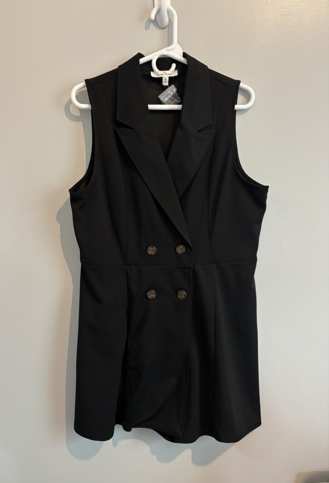 NWOT Love Tree Black Sleeveless Double Breasted Blazer Skort Romper Size XL