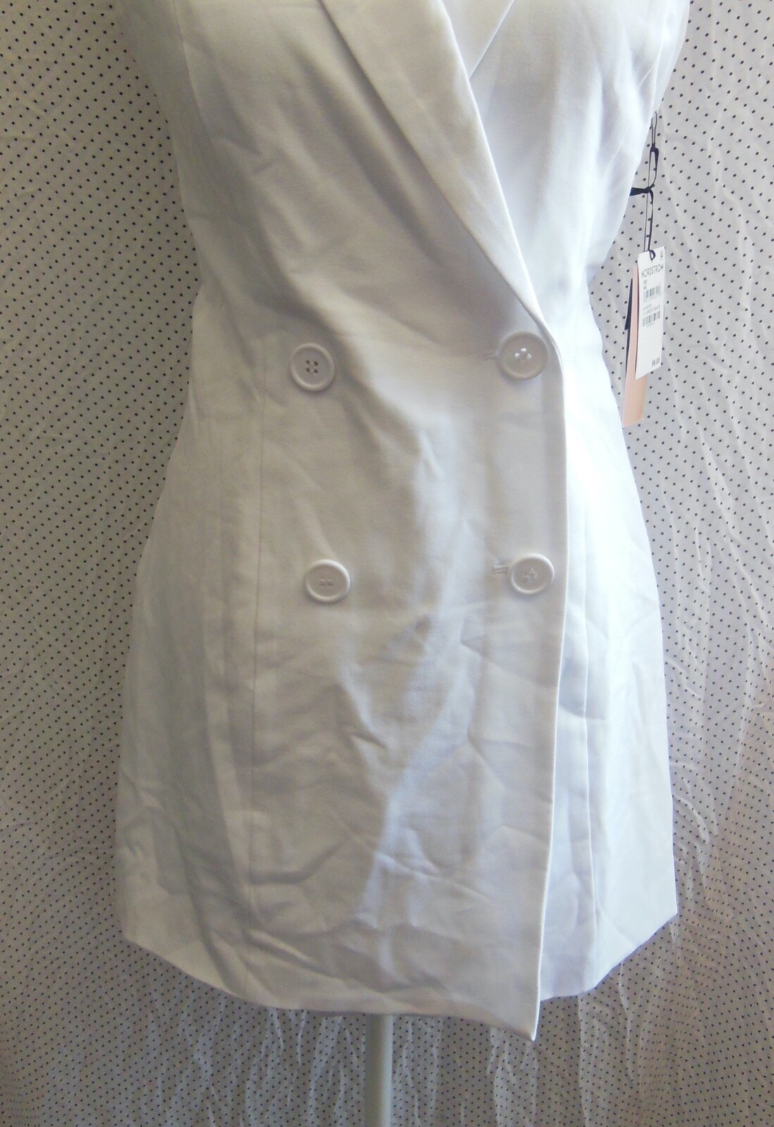 NEW HALOGEN White SLEEVELESS Blazer BUTTON FRONT Short LAYERED ROMPER XXS