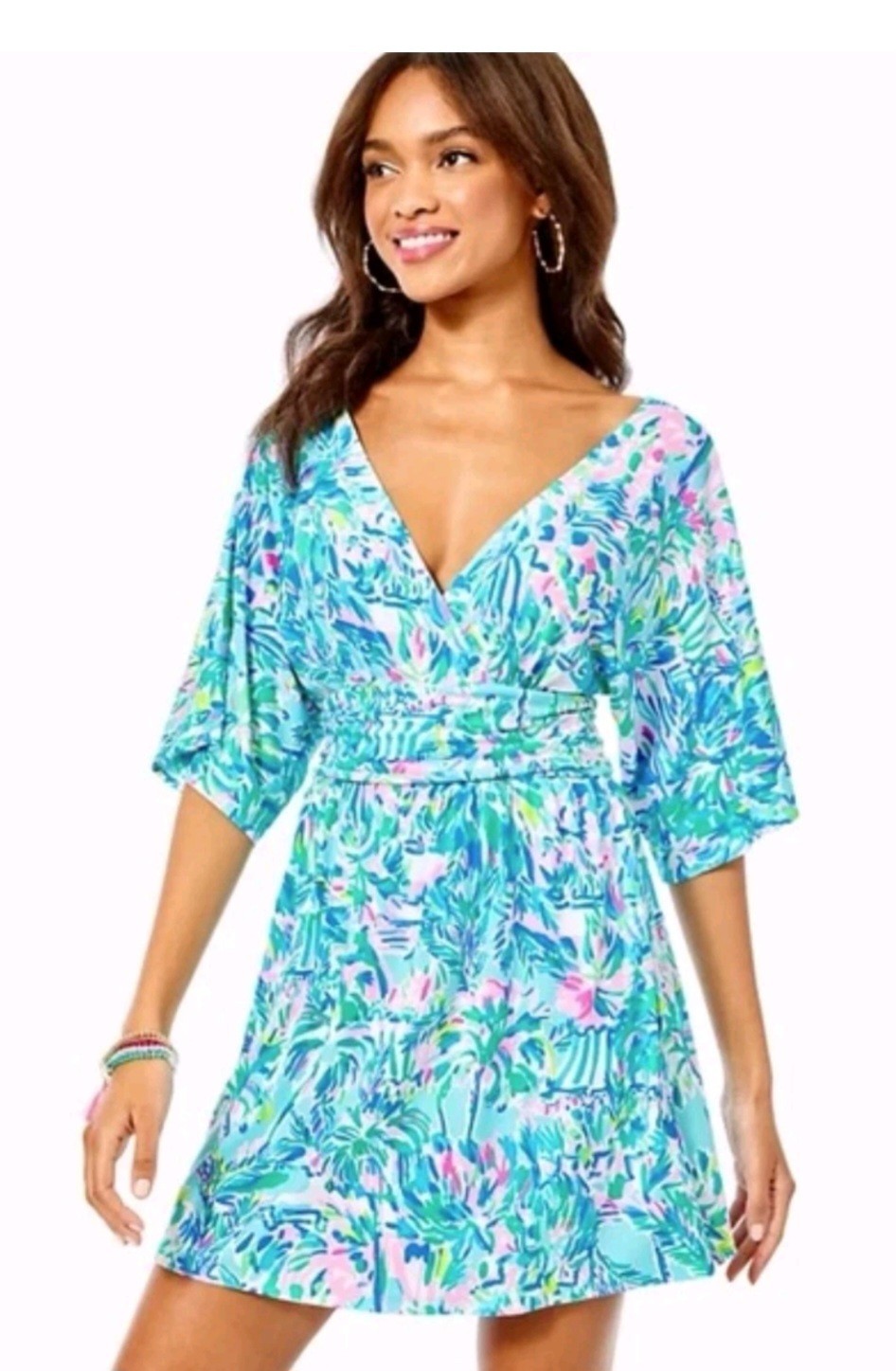 HTF Rare Lilly Pulitzer Blue Ibiza Cabana Cocktail Parigi Skort Romper Medium