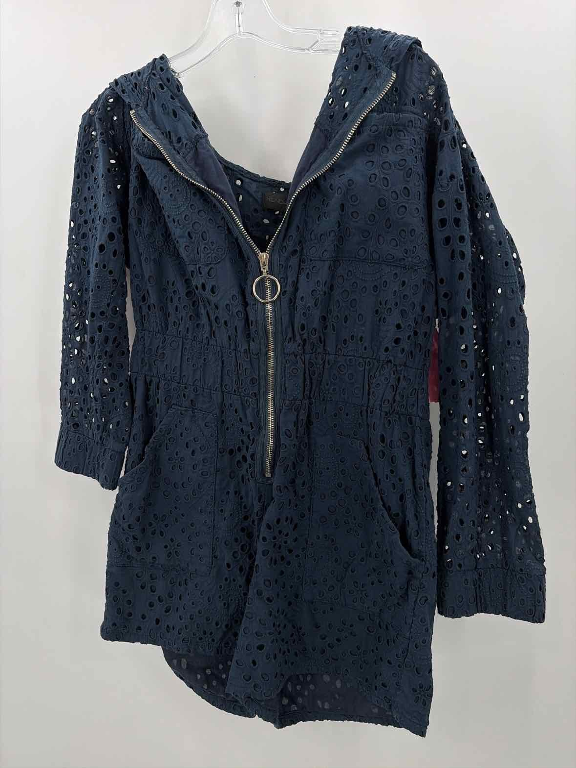 Pre-Owned Kendall + Kylie Navy Size Medium Hooded Long Sleeve Romper