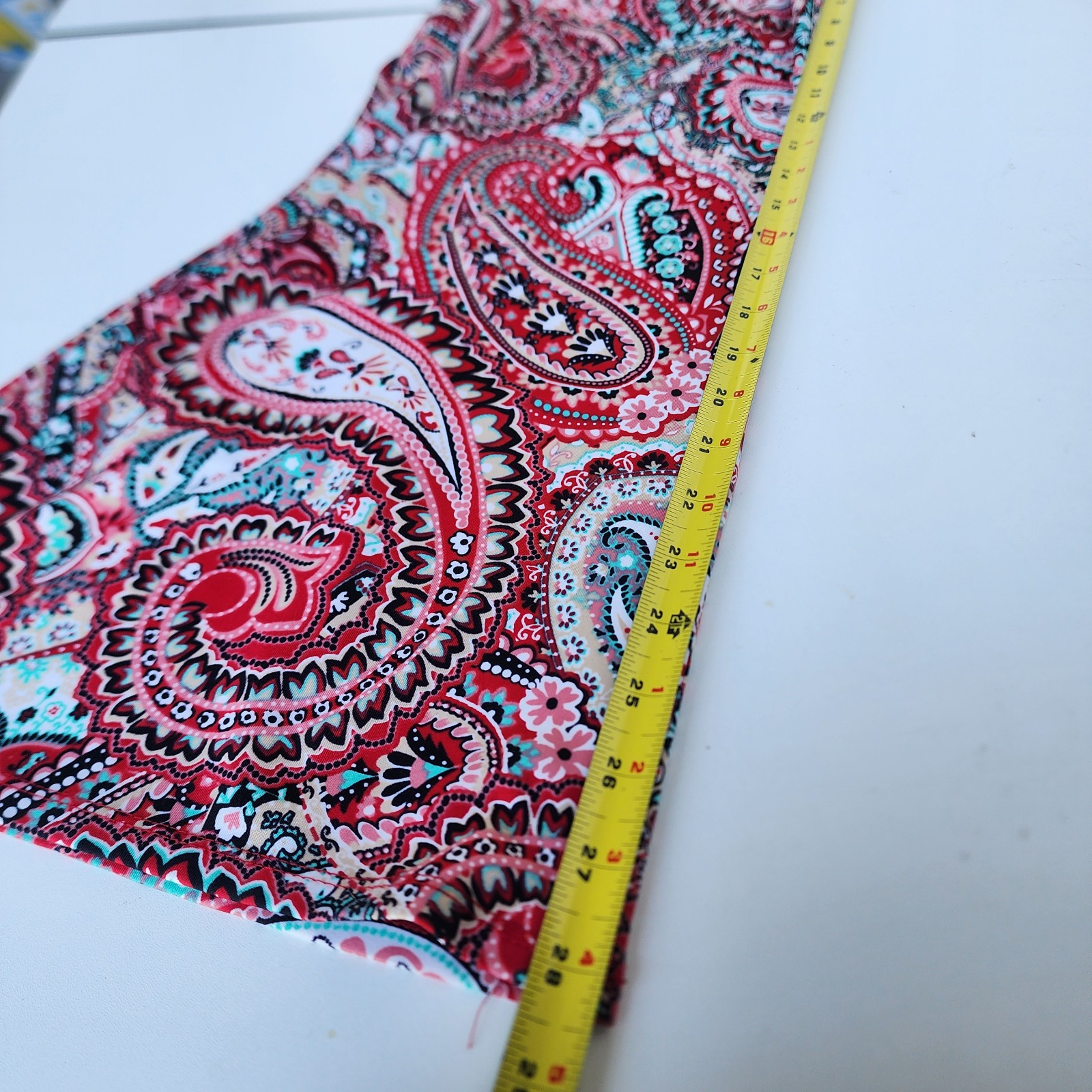 Tacera Womens Jumpsuit Red Green Paisley Stretch Sleveless Tie Waist V-Neck S